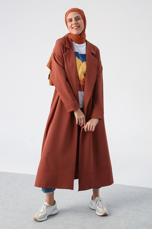 Brick Jacket Collar Pocket Long Cardigan