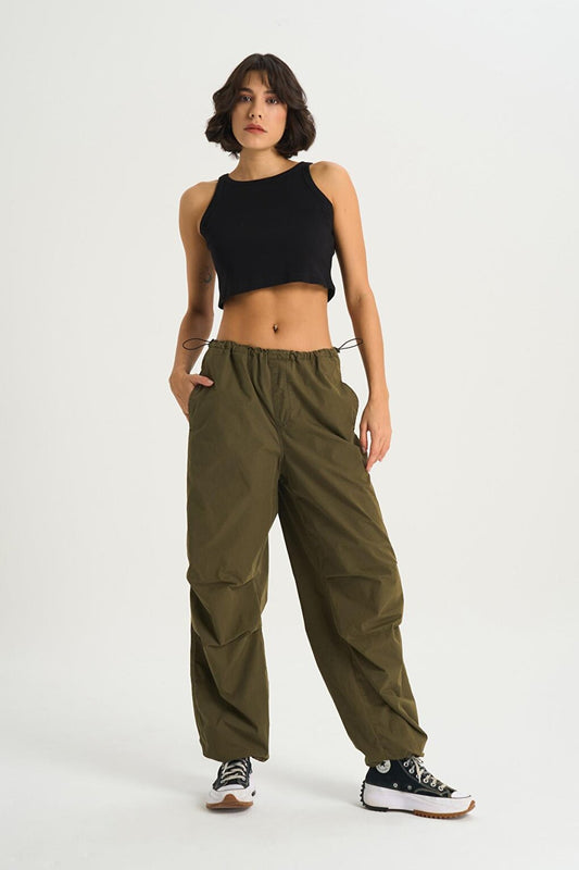 Women's Khaki Parachute Jean Trousers C 4807-006