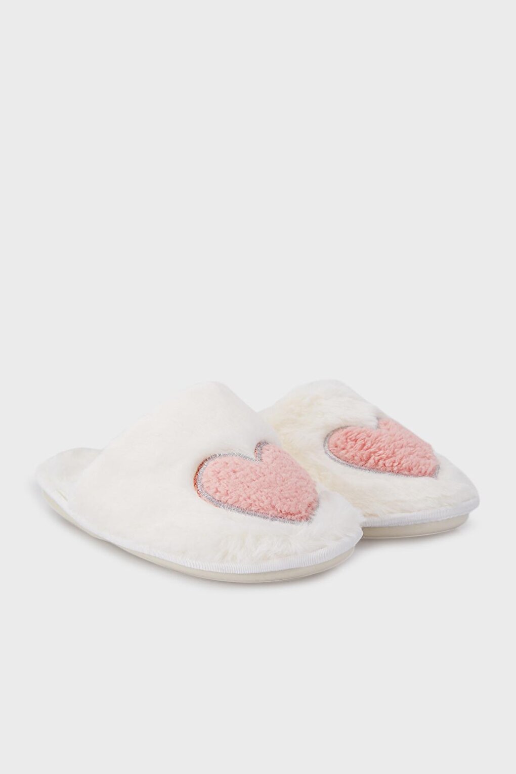 Soft Textured Furry Heart Slippers 5958002