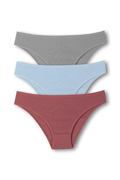 Cotton Ribbed Textured Briefs Women's Panties 3-Piece