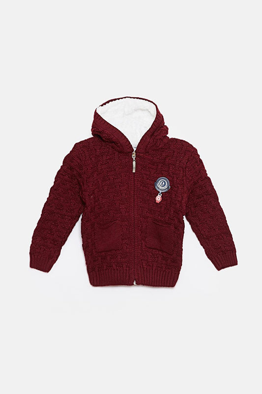 Fur Detailed Knitwear Baby Boy Cardigan