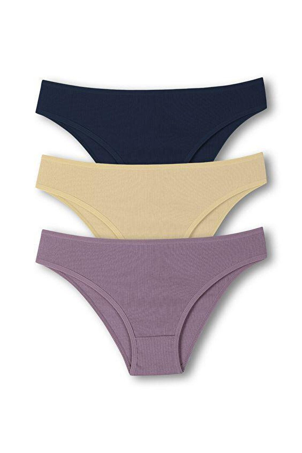 Cotton Ribbed Textured Briefs Women's Panties 3-Piece