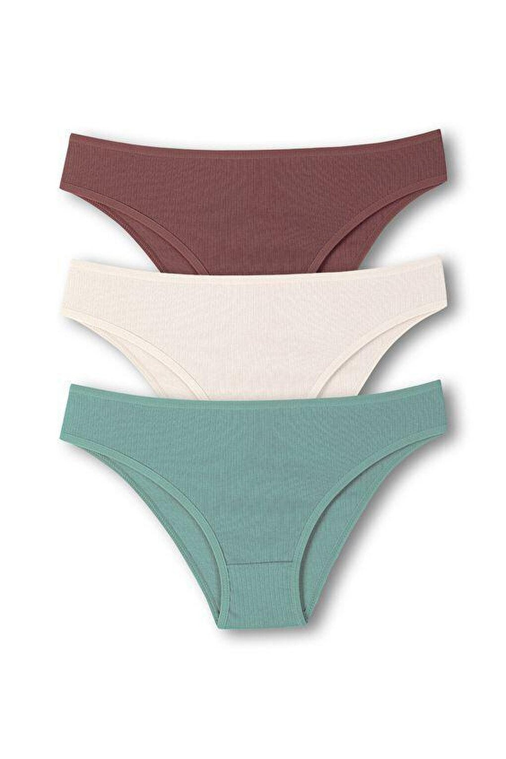 Cotton Ribbed Textured Briefs Women's Panties 3-Piece