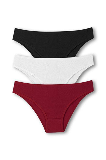 Cotton Ribbed Textured Briefs Women's Panties 3-Piece