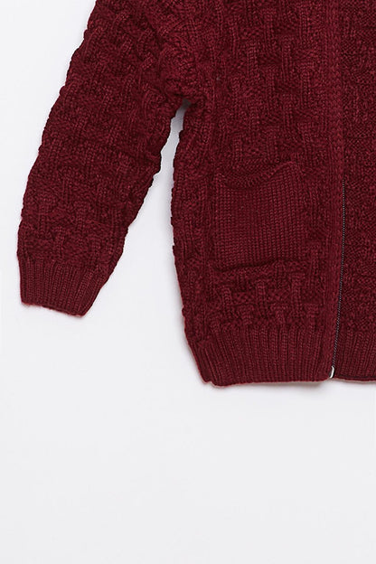 Fur Detailed Knitwear Baby Boy Cardigan