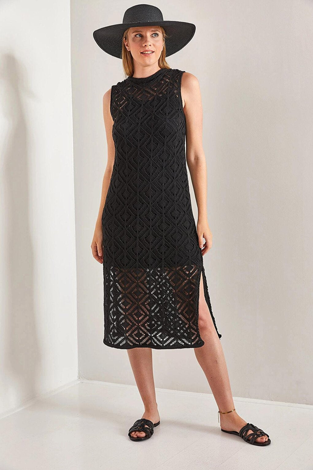 Women's Square Patterned Knitwear Dress