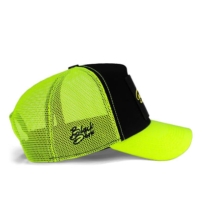 V1 Trucker Keep Going - Unisex Neon Peaked Neon-Black Hat (Cap) with 2 Code Logo