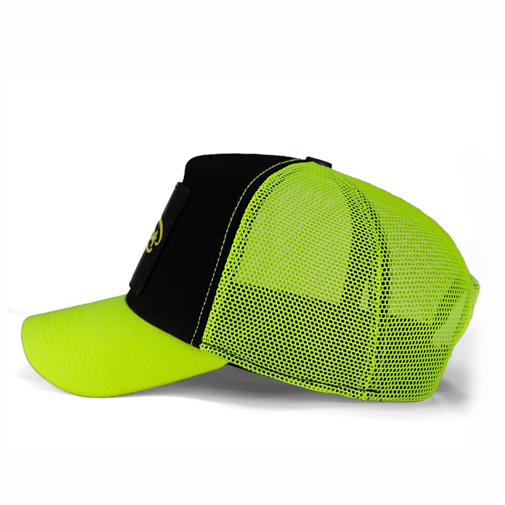 V1 Trucker Keep Going - Unisex Neon Peaked Neon-Black Hat (Cap) with 2 Code Logo