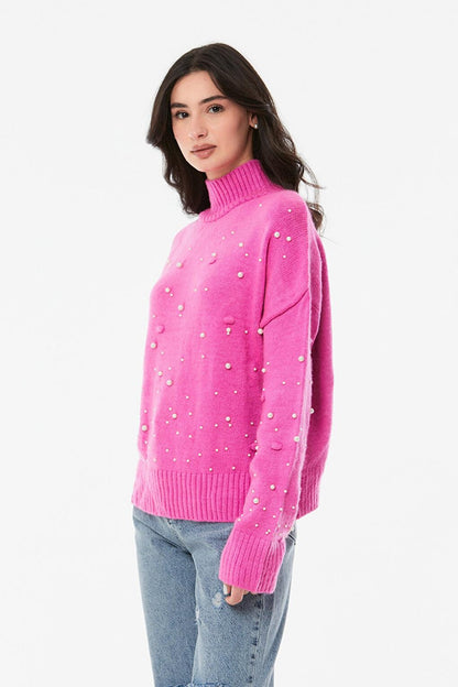 Pearl Detailed Loose Knitwear Sweater