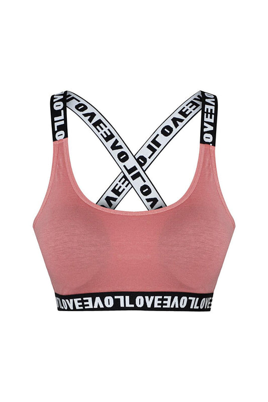 Cotton Crossover LOVE Strappy Removable Covered Women's Bustier