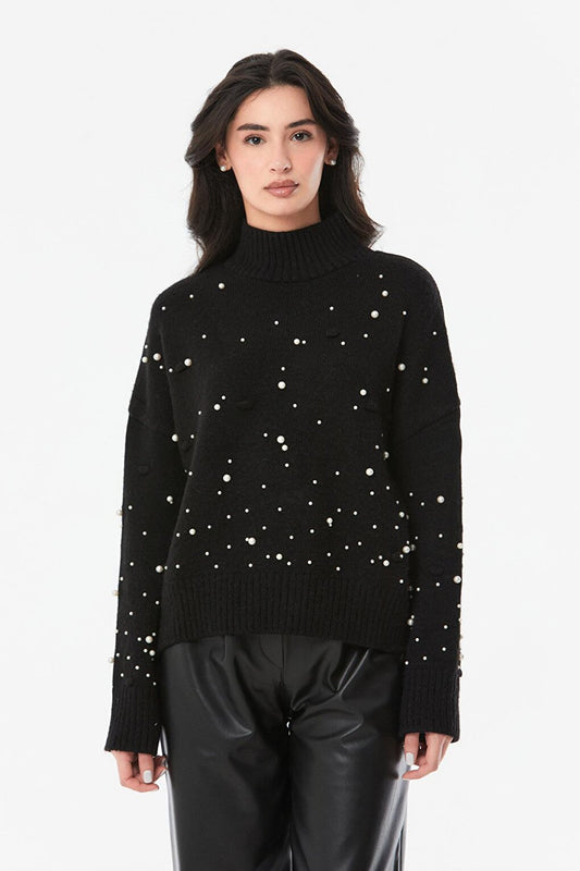 Pearl Detailed Loose Knitwear Sweater