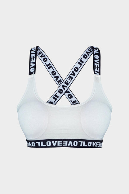 Cotton Crossover LOVE Strappy Removable Covered Women's Bustier