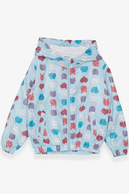 Girl's Raincoat Animal Patterned Light Blue (Age 1-5)