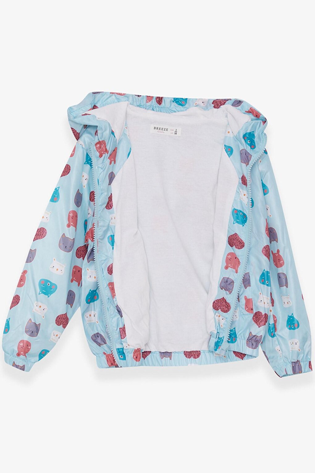 Girl's Raincoat Animal Patterned Light Blue (Age 1-5)