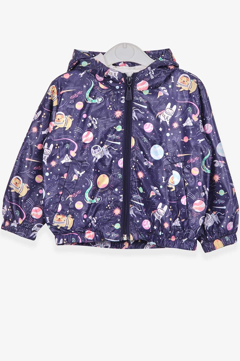 Girl's Raincoat Astronaut Animals Themed Purple (Age 1-6)