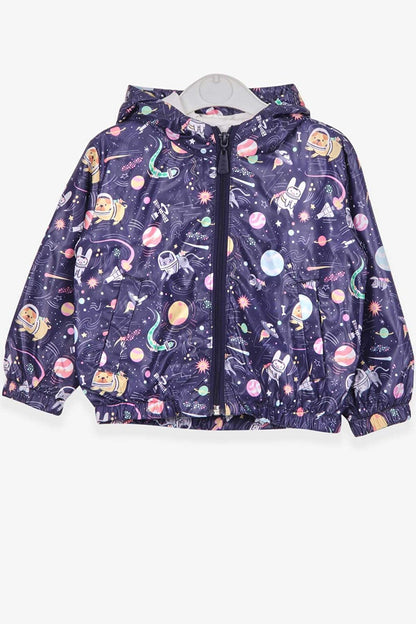 Girl's Raincoat Astronaut Animals Themed Purple (Age 1-6)