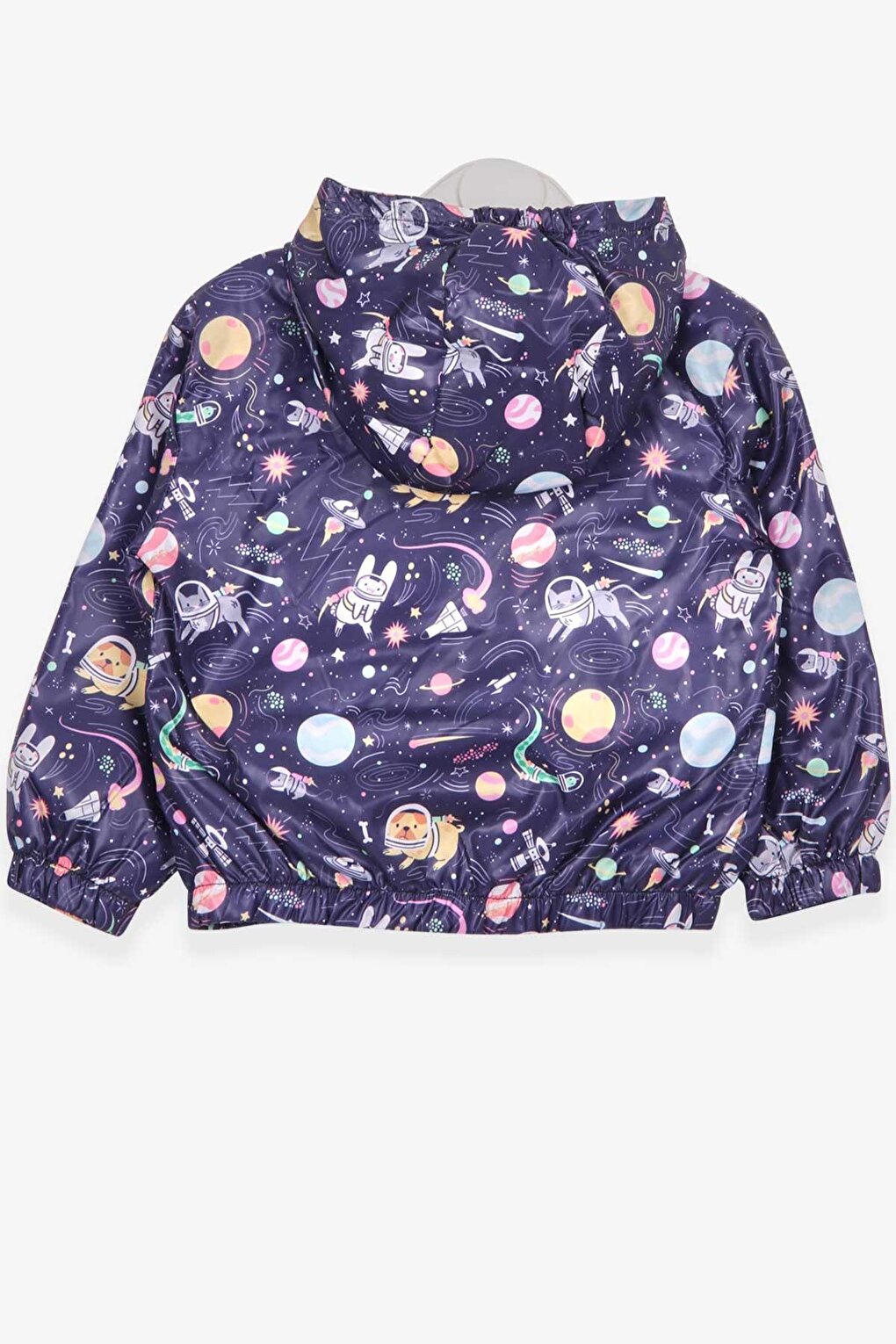 Girl's Raincoat Astronaut Animals Themed Purple (Age 1-6)