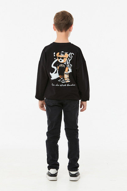 Butterfly Printed Crew Neck Boy's Sweatshirt