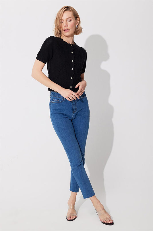 Blue High Waist Straight Fit Jean SS23JP4744MA