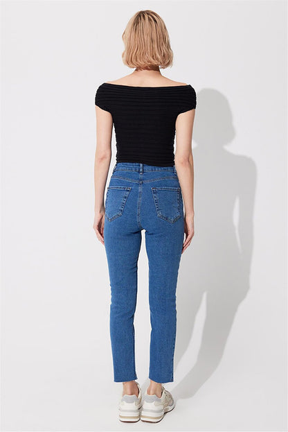 Blue High Waist Straight Fit Jean SS23JP4744MA