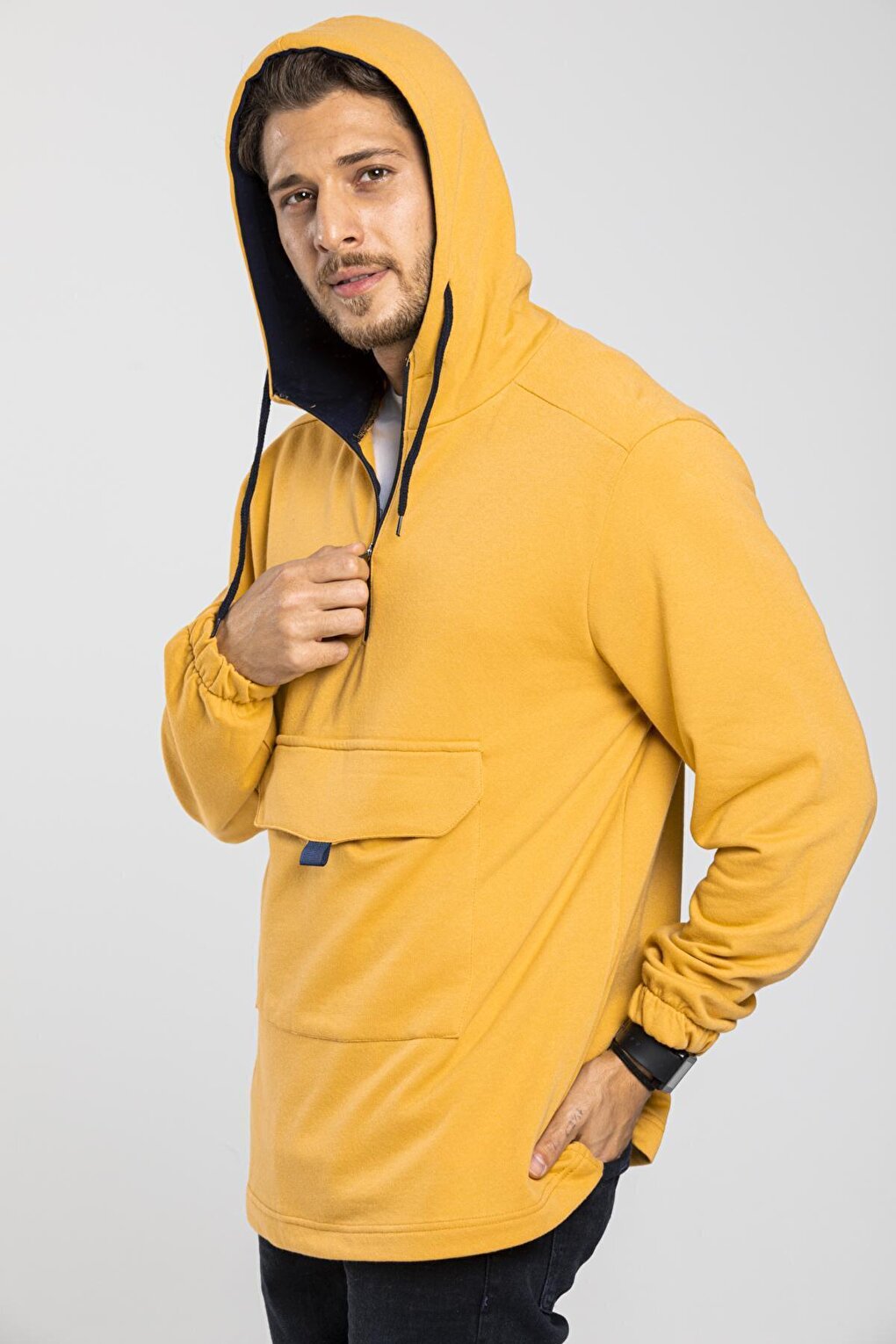 Men's Hooded Half Zipper Thin Sweatshirt SPR 20K52