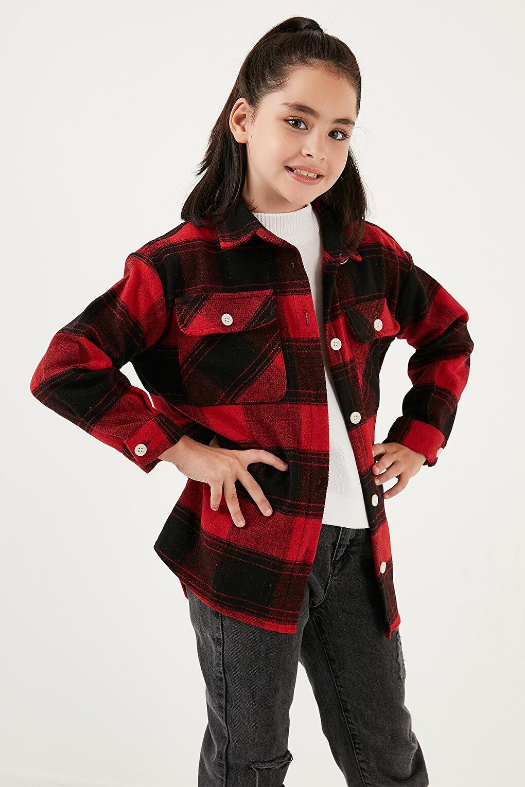 Double Pocket Plaid Winter Lumberjack Shirt CF24W81784