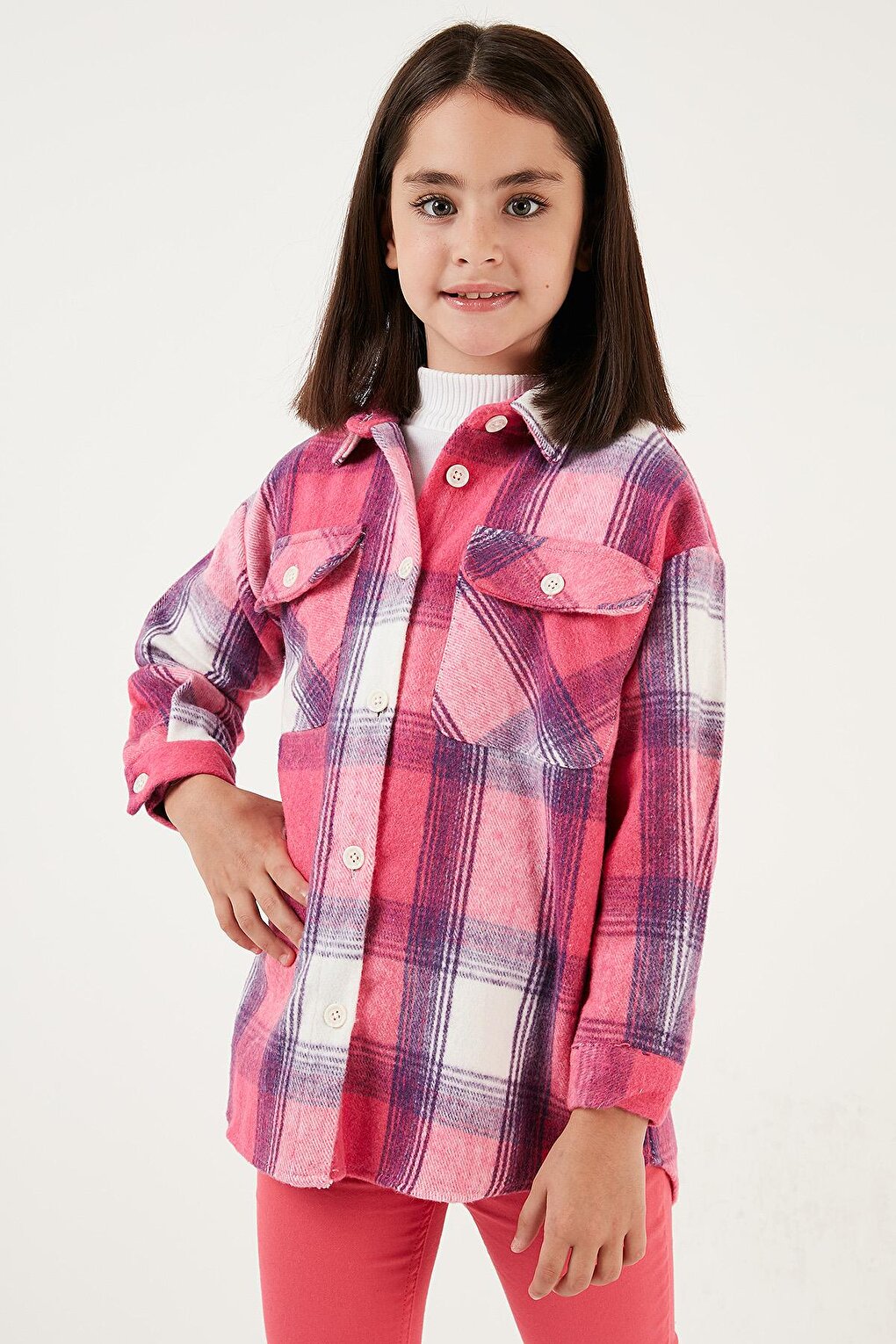 Double Pocket Plaid Winter Lumberjack Shirt CF24W81784