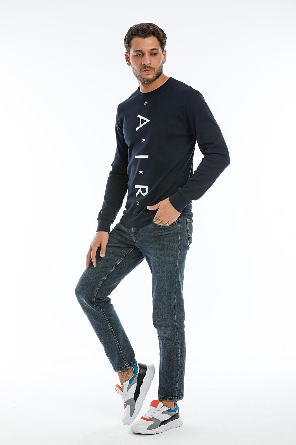 Men's Crew Neck Slim fit Air Printed Thin Sweatshirt SPR22sw101