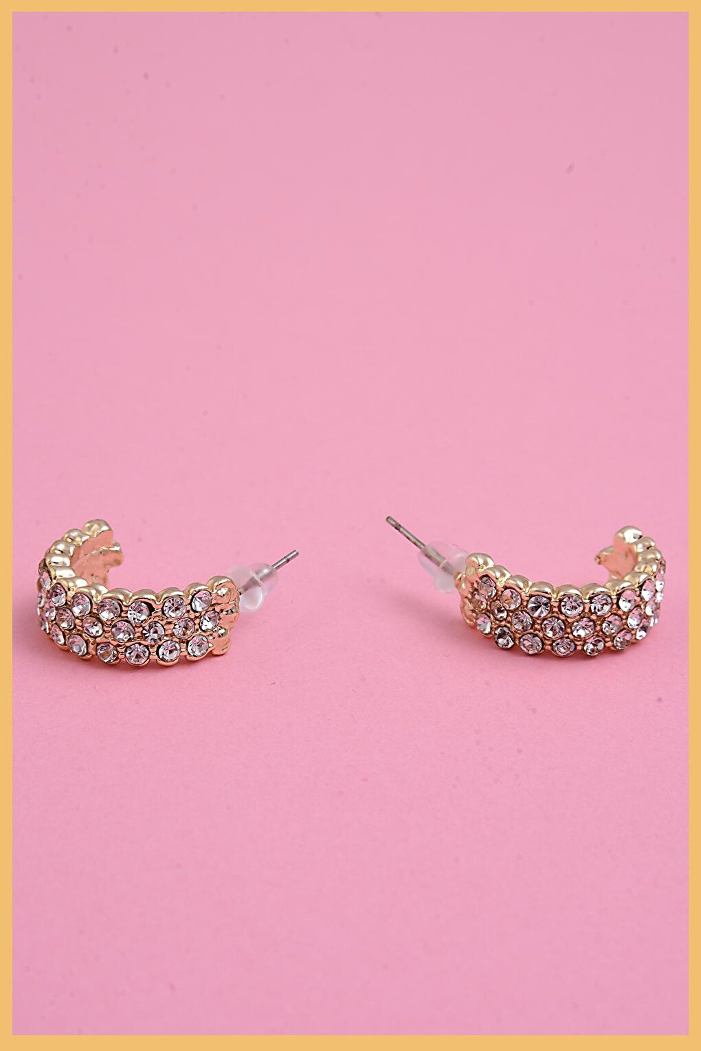 Gold 2-Piece Zircon Stone Hoop Earring