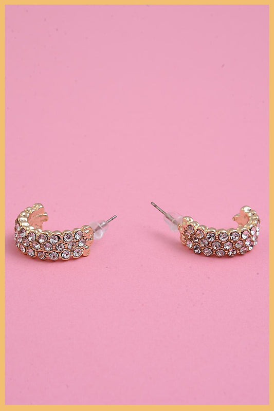 Gold 2-Piece Zircon Stone Hoop Earring