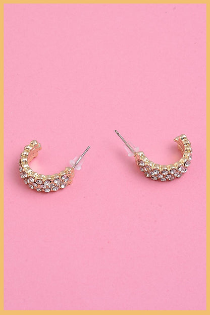 Gold 2-Piece Zircon Stone Hoop Earring