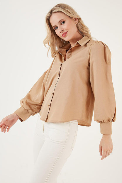 Regular Fit Balloon Sleeve Poplin Shirt 611GO0153