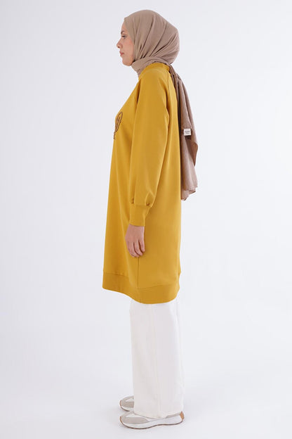 Yellow Faith Written Embroidered Sweat Tunic