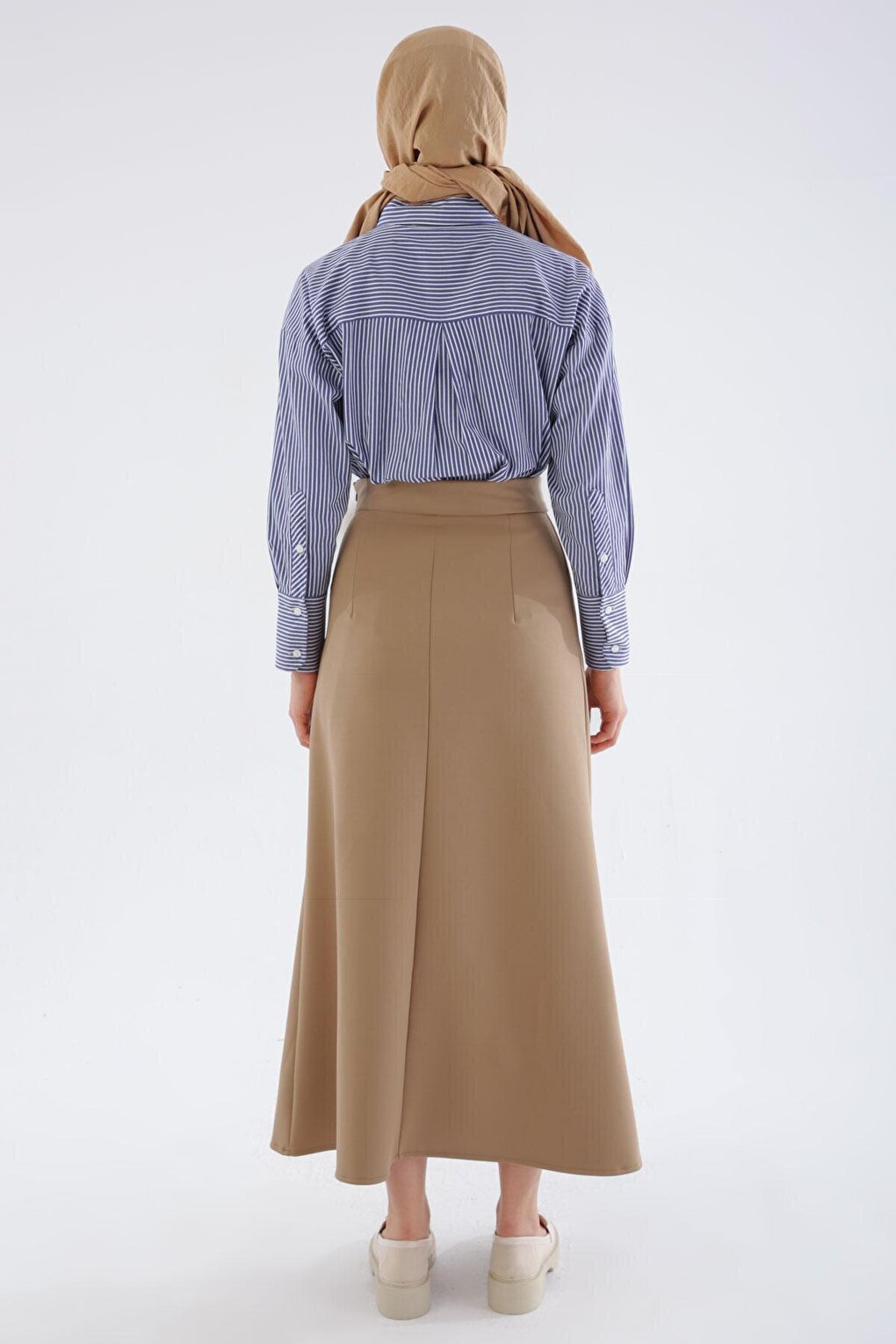 Half A-Line Skirt with Camel Darts and Side Zipper