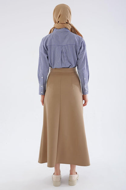 Half A-Line Skirt with Camel Darts and Side Zipper