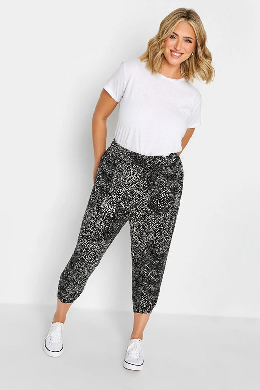 Plus Size Skinny Leg Above Ankle Short Cut Patterned Pocket Trousers 302446