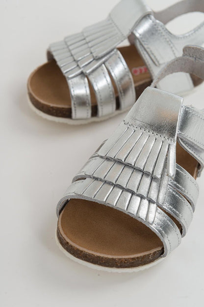 Girl's Silver Leather healthy Supported Children's Sandals