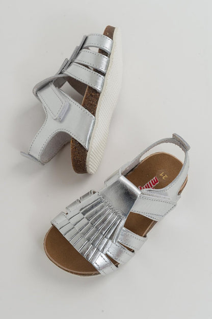 Girl's Silver Leather healthy Supported Children's Sandals