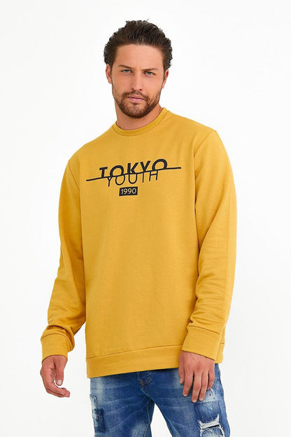 Men's Crew Neck Regular Fit Tokyo Print Thin Sweatshirt spr22sw134