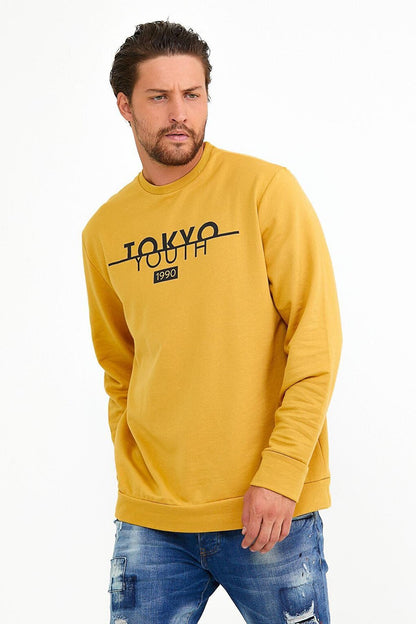 Men's Crew Neck Regular Fit Tokyo Print Thin Sweatshirt spr22sw134