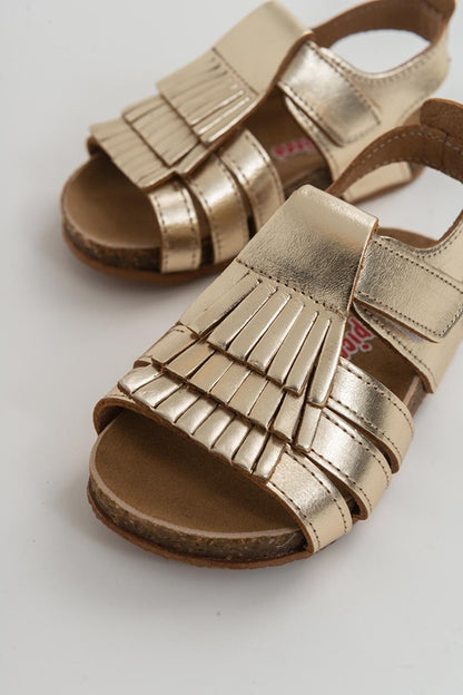 Girl's Gold Leather healthy Supported Children's Sandals