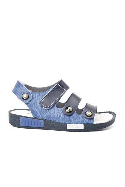 005 Navy Blue-White Boy's Sandals