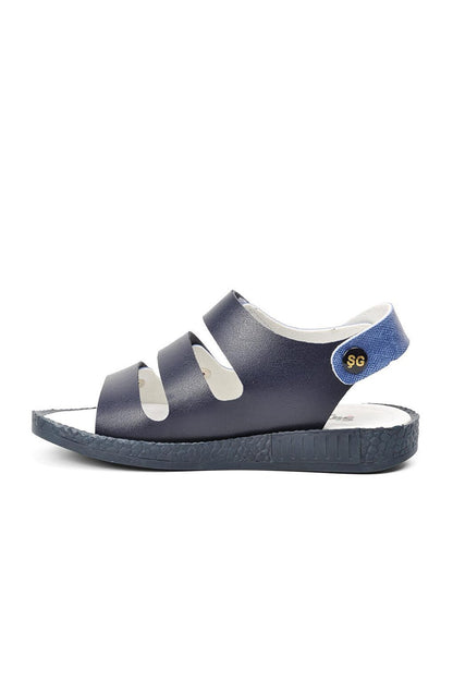 005 Navy Blue-White Boy's Sandals