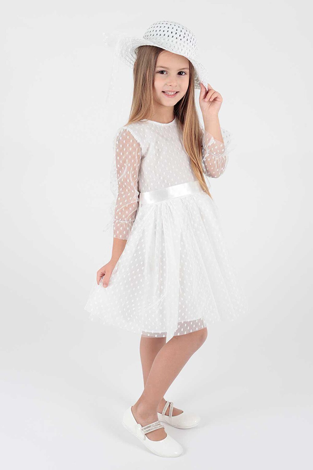 Girl's Hat and Tulle Lace Trend Dress Ak2228