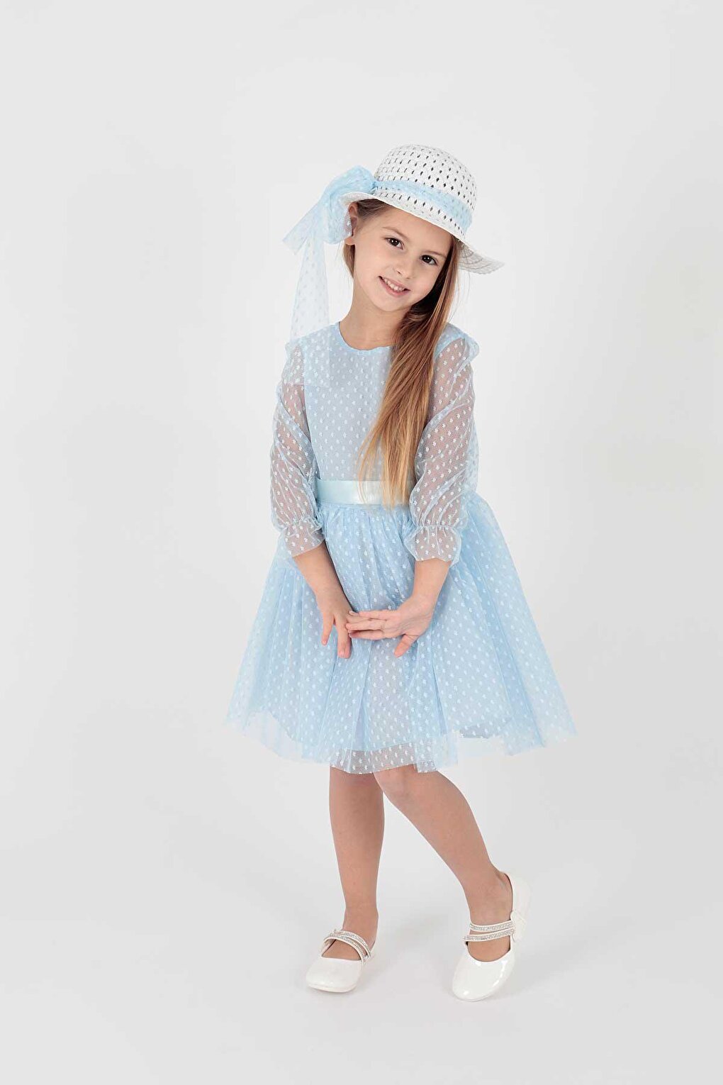 Girl's Trend Dress with Hat and Tulle Lace Ak2228