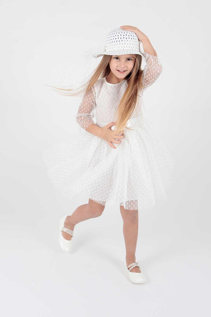 Girl's Hat and Tulle Lace Trend Dress Ak2228