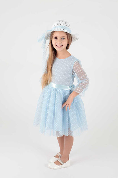 Girl's Trend Dress with Hat and Tulle Lace Ak2228