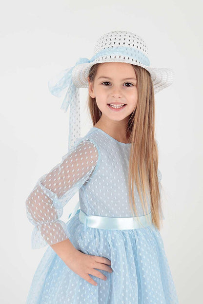 Girl's Trend Dress with Hat and Tulle Lace Ak2228