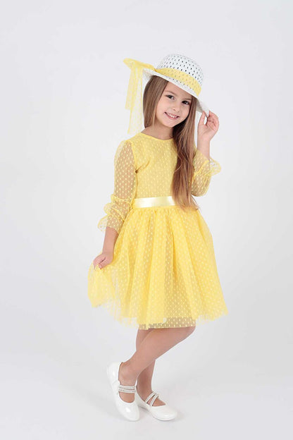 Girl's Hat and Tulle Lace Trendy Evening Dress Ak2228