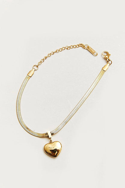 Women's Accessory Steel Heart Charm Bracelet